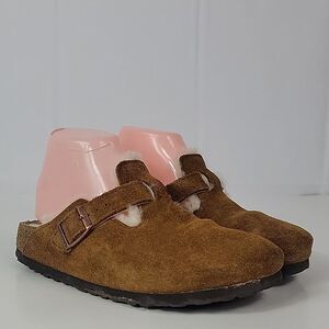 Birkenstock Boston Shearling Suede Leather Women's Sandals